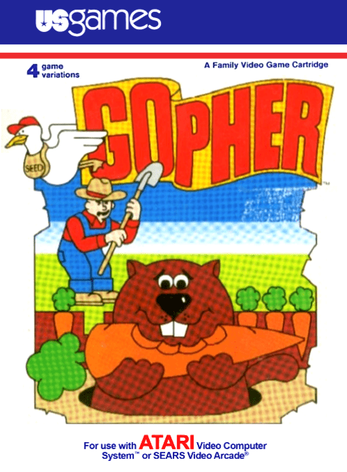 Gopher box art for Atari 2600